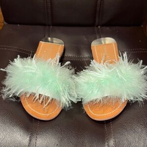 Chinese Laundry Mint Furry Slides